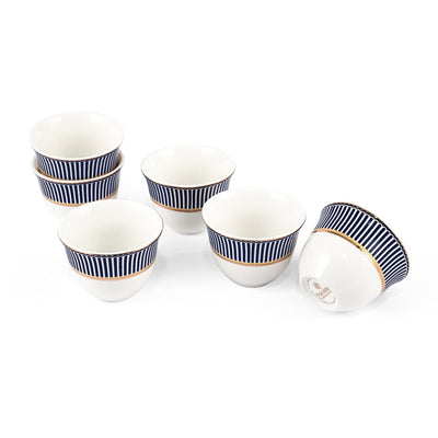 Porceletta Ivory 27 Piece Tea & Coffee Serving Set Blue Lines Designs