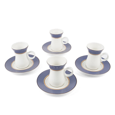 طقم تقديم 51 قطعة شاي وقهوة تصميم أزرق مخطط من بورساليتا 