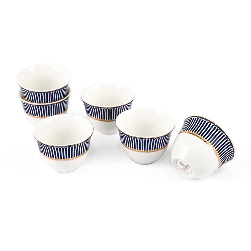 Porceletta Ivory 51 Piece Tea & Coffee Serving Set Blue Lines Designs