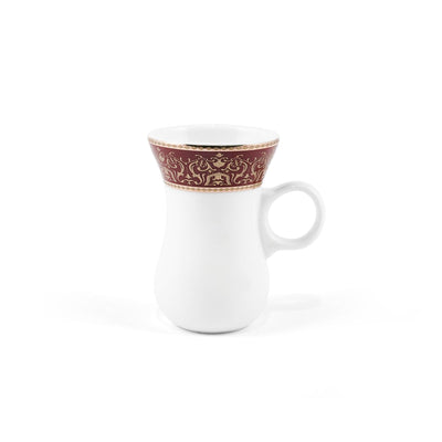 Porceletta Ivory 51 Piece Tea & Coffee Serving Set Burgundy  Design
