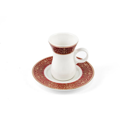 Porceletta Ivory 51 Piece Tea & Coffee Serving Set Burgundy  Design