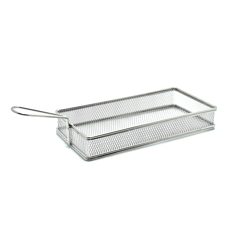 Stainless Steel Rectangular Fry Basket with Handle
