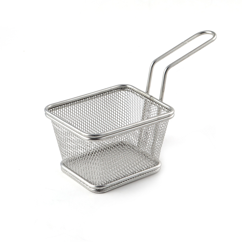 Stainless Steel Square Fry Basket with Handle