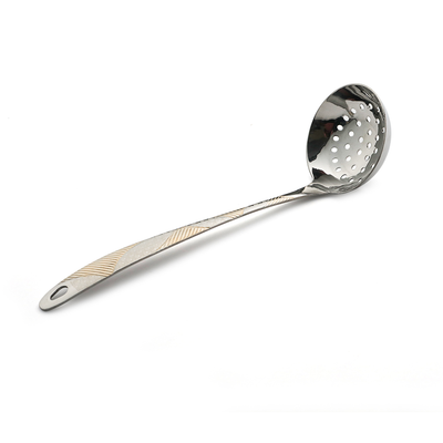 Vague Stainless Steel Ladle with Holes 25 cm Lined Golden & Silver Design