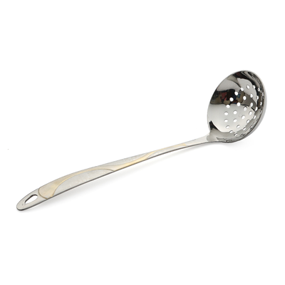 Vague Stainless Steel Ladle with Holes 25 cm Wavy Golden & Silver Design