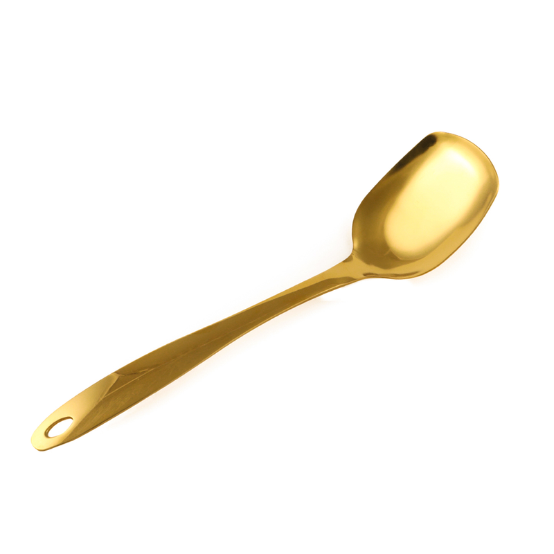 Vague Stainless Steel Golden Serving Spoon 25 cm