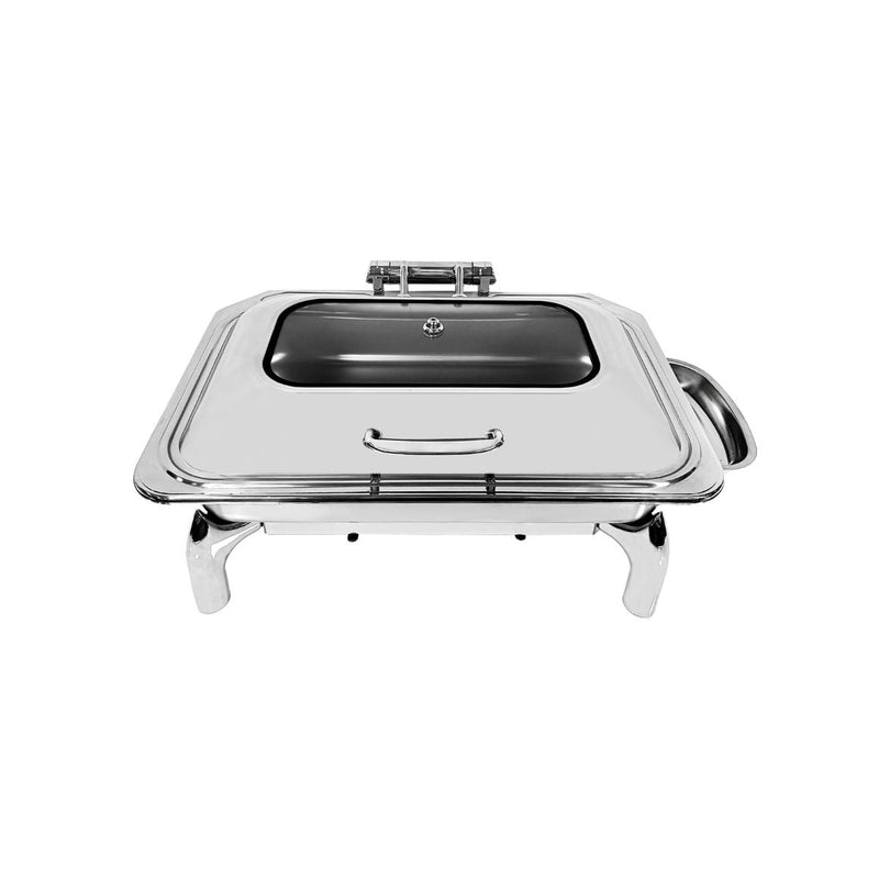 Vague Stainless Steel Rectangular Chafing Dish 1/1 With Glass Lid 9 Liter - Al Makaan Store