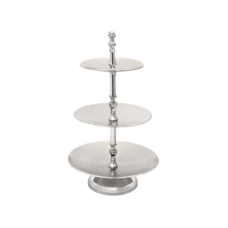 Vague Round 3 Tier Stand Stainless Steel Shiny Finish 36 cm India