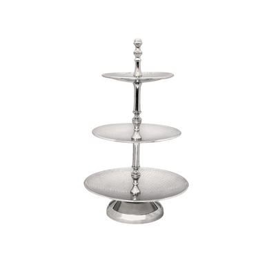 Vague Round 3 Tier Stand Stainless Steel Shiny Finish 36 cm India