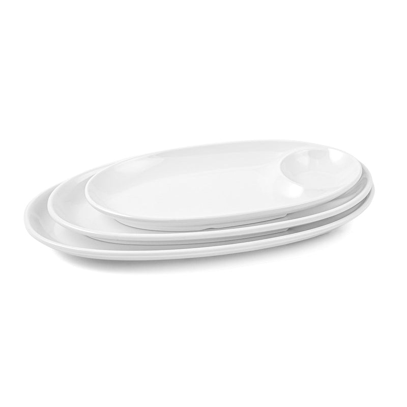 Vague Melamine Oval Platter with Sauce Hole