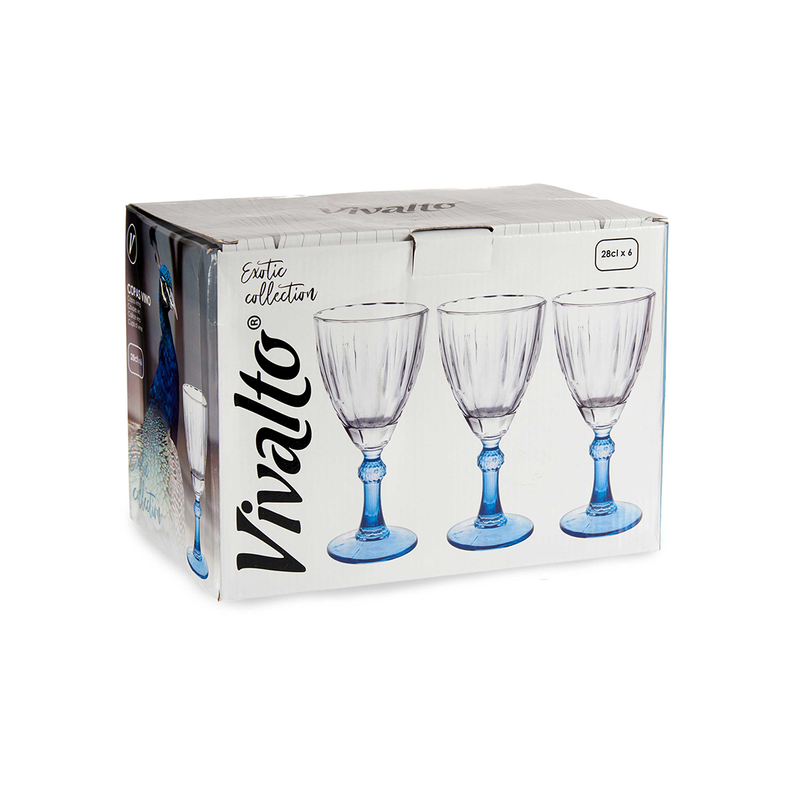 Vivalto 6 Piece Blue Wine Glass 275 ml Set