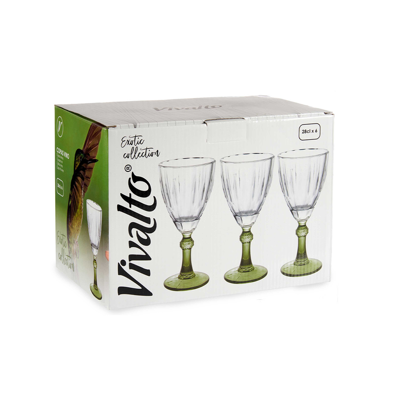 Vivalto 6 Piece Green Wine Glass 275 ml Set