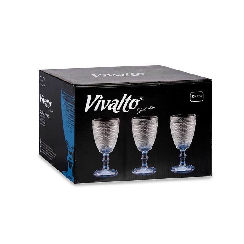 Vivalto 6 Piece Cobalt Blue Points Wine Glass 330 ml Set