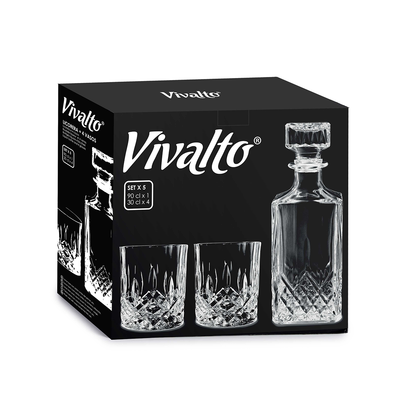 Vivalto 5 Piece Liquor Bottle & Glasses Set