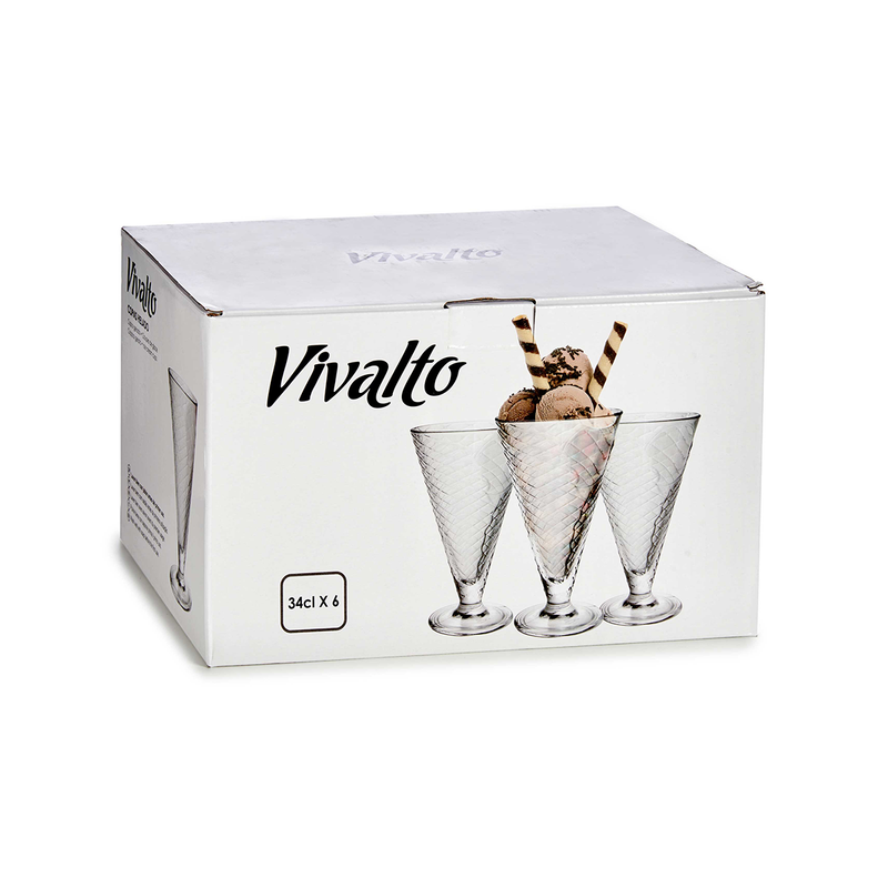 Vivalto 6 Piece Ice Cream Glass Conical High 300 ml Set