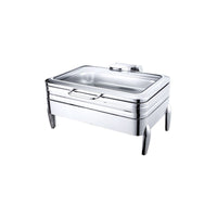 Vague Stainless Steel Rectangular Full Chafing Dish with Glass Window 9 Liter - Al Makaan Store