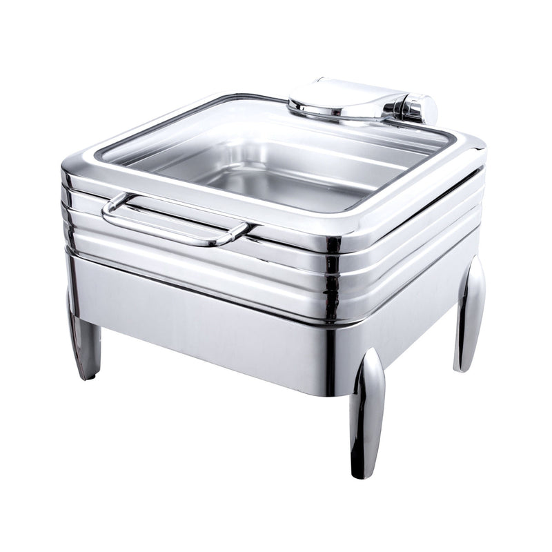 Vague Stainless Steel Square Chafing Dish 2/3 with Glass Window Lid 6 Liter - Al Makaan Store