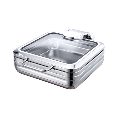 Vague Stainless Steel Square Induction Chafing Dish 2/3 with Glass Window 6 Liter - Al Makaan Store