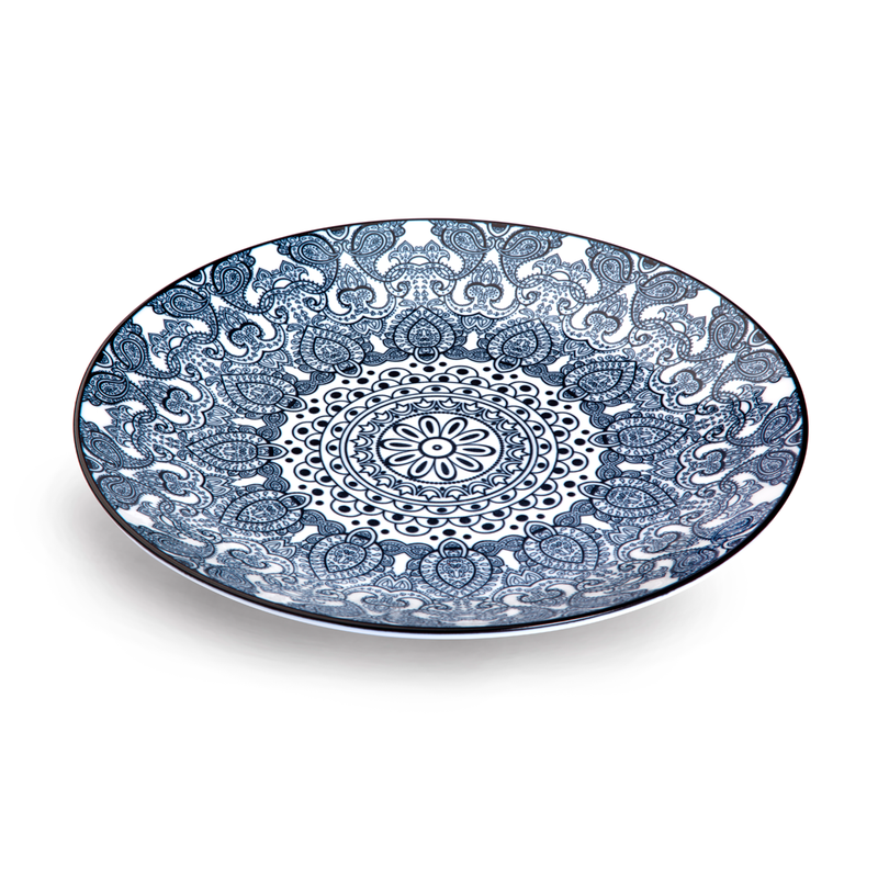 Che Brucia Arabesque Blue Round Plate