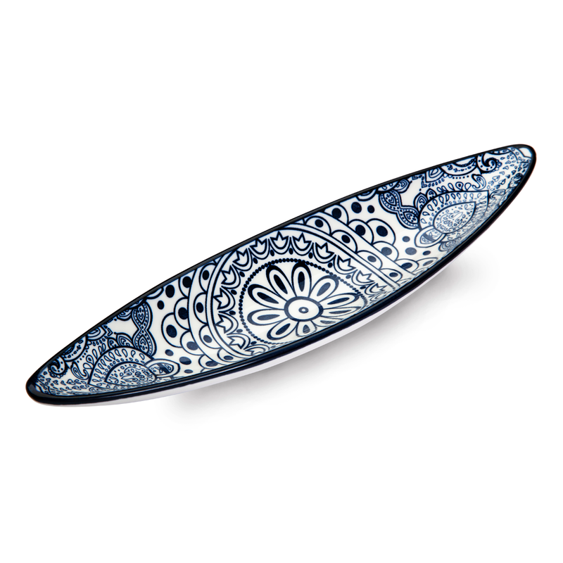 Che Brucia Arabesque Blue Boat Shape Dish