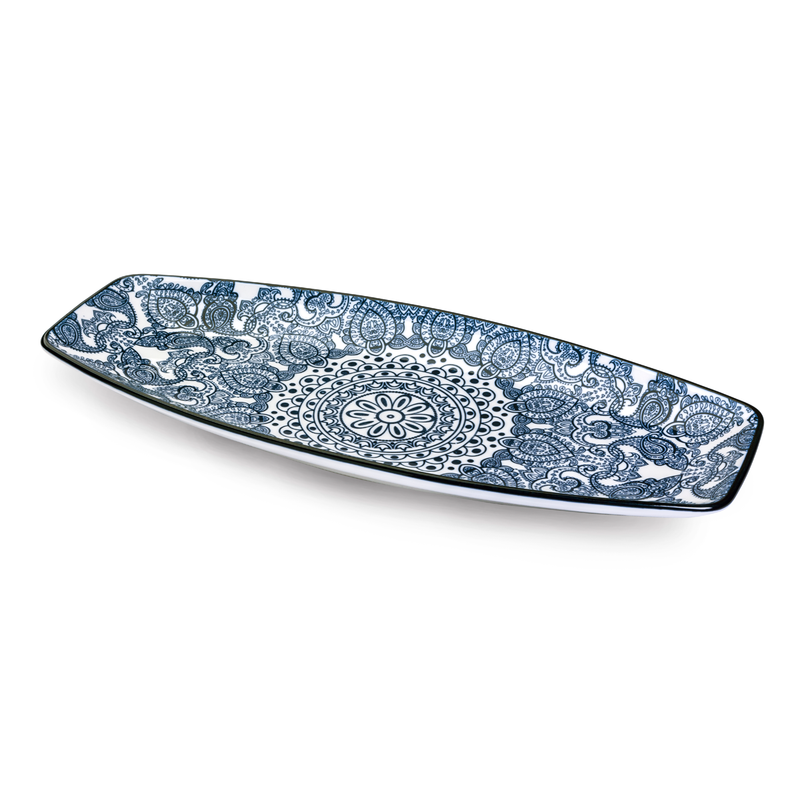 Che Brucia Arabesque Blue Boat Shape Plate