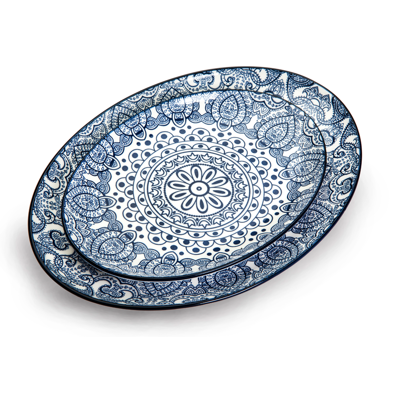 Che Brucia Arabesque Blue Oval Plate