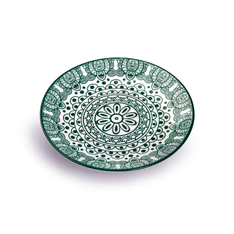 Che Brucia Arabesque Green Round Plate