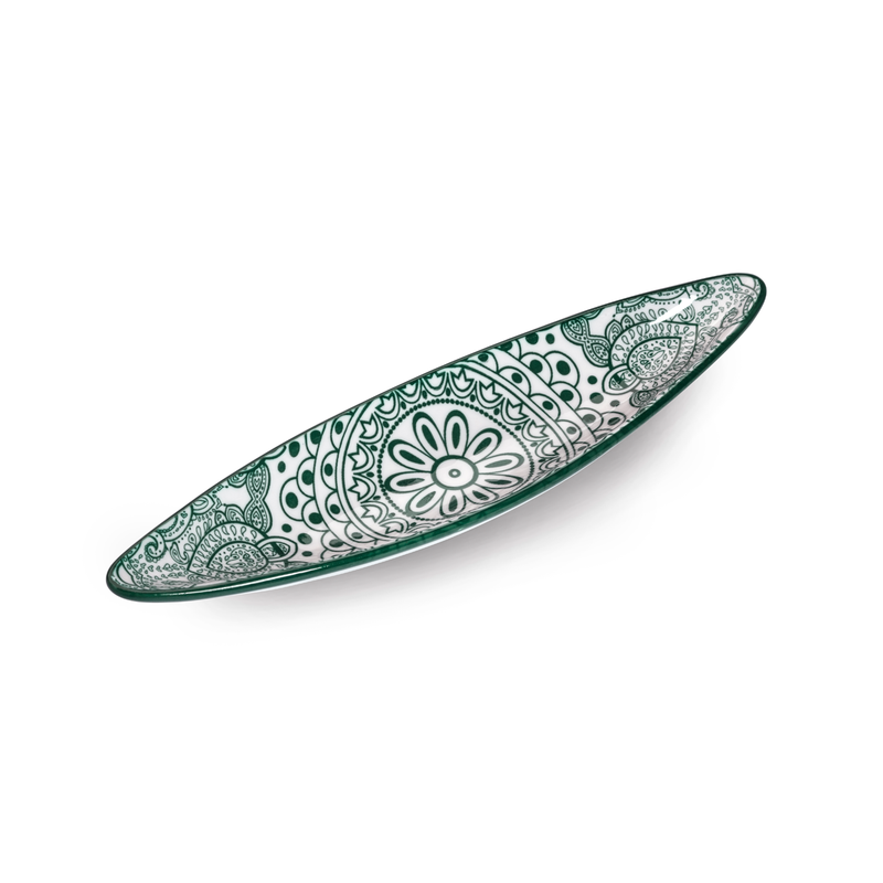 Che Brucia Arabesque Green Boat Shape Dish