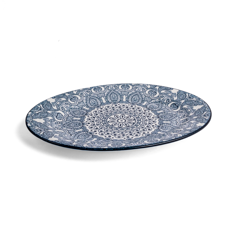 Che Brucia Arabesque Blue Oval Plate
