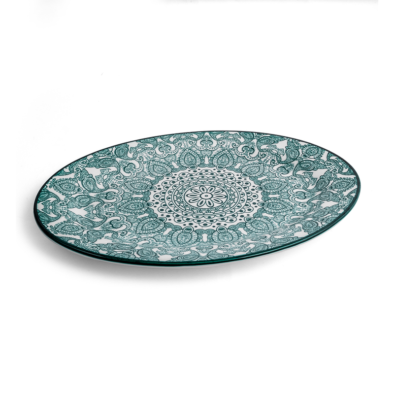 Che Brucia Arabesque Green Oval Plate