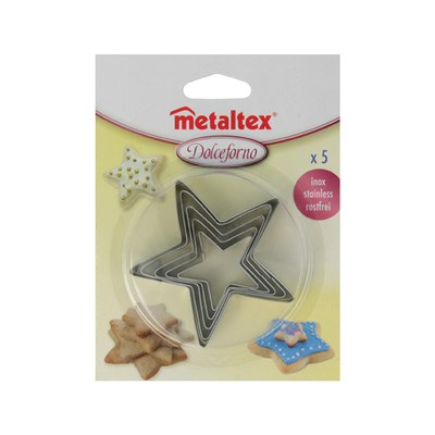 Metaltex Dolceforno Set of 5 Star Cookie and Bread Cutters