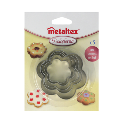 Metaltex Dolceforno Set of 5 Flower Cookie and Bread Cutters