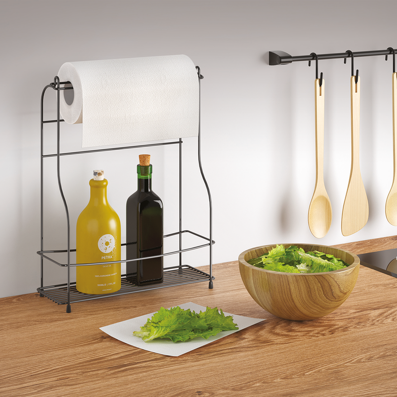 Metaltex Balsamico-Roll Lava Storage Rack With Roll Holder