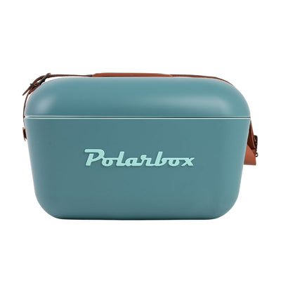 Polarbox 20L Classic Cooler Box with Leather Strap in Blue and Marine Rose color - a spacious and durable cooler box with a convenient leather strap for easy carrying. Perfect for keeping your food and drinks cool and fresh during outdoor activities, picnics or camping trips.